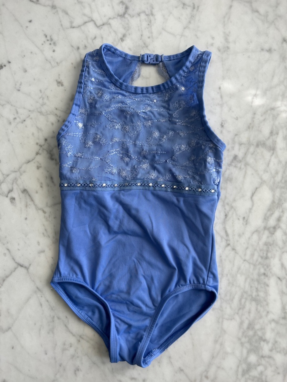 Girls' Light Blue Sparkle Tank One-Piece Bodysuit size 4-6